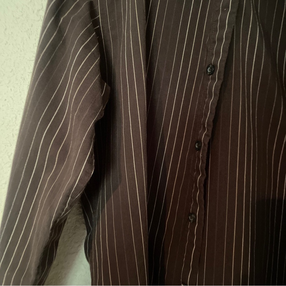 Men's Red Level Nine Long Sleeve Striped Button-Up Shirt Poly/Cotton/Spandex M